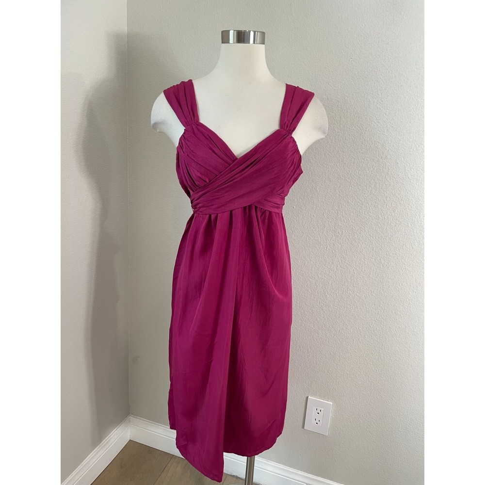 Johnathan Martin Womens Medium Magenta Wrap Around Dress‎ Sleeveless Tie Back